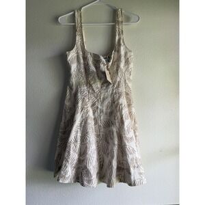 Antonio Melani x M.G. Style Nat Palm Drawing Print Linen Mini Dress Size 6 NEW